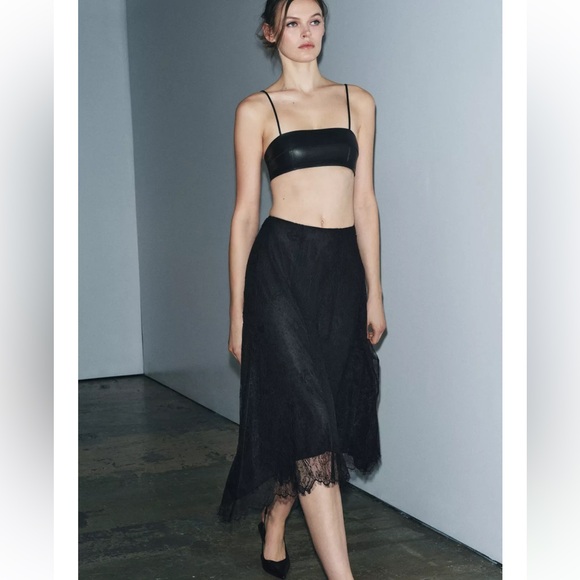 Zara Black Lace Midi Skirt - Picture 3 of 8